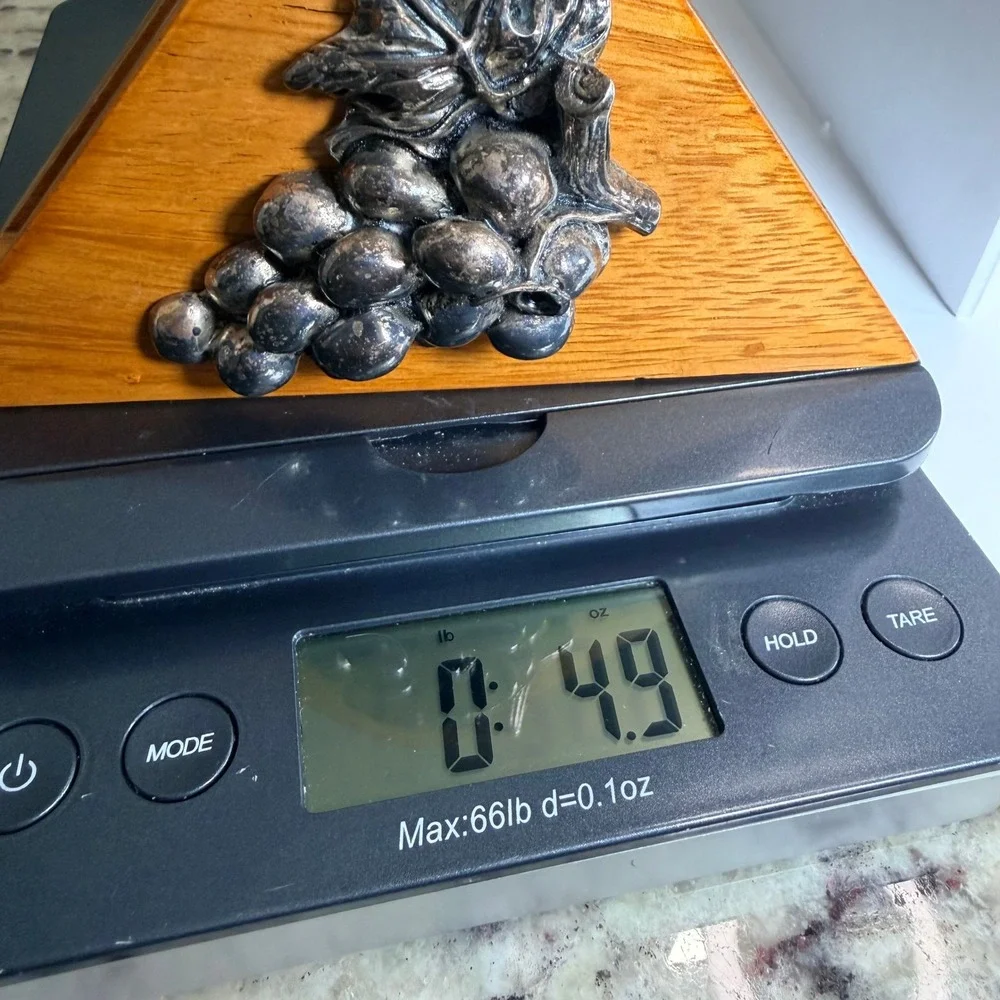 Vintage Wooden Napkin Holder with‎ Pewter Grape Cluster Accent Kitchen Decor